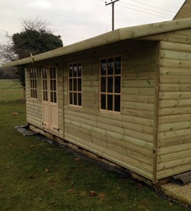 20x10' wooden summerhouse gabled garden shed 19mm log lap