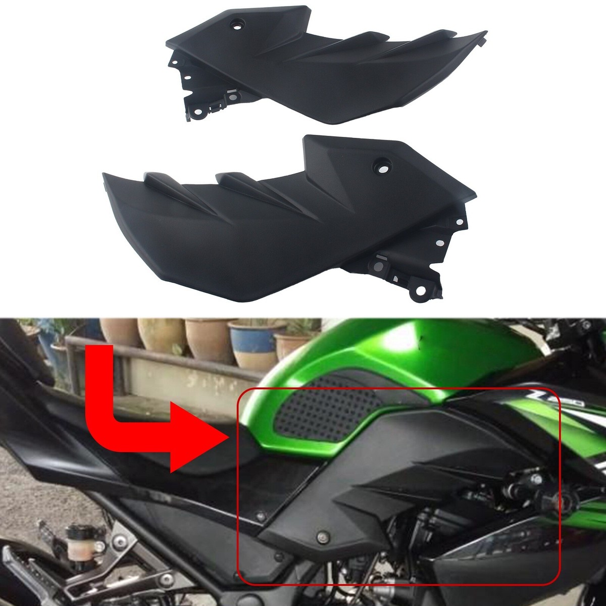 新品タグ付き　aloyoga Cover Tank ブラック　Sサイズ Matte Black Gas Tank Side Cover Fairing Cowl For Kawasaki