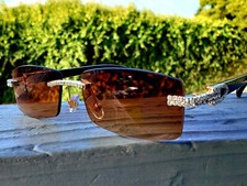 Icedout Honey Brown tented square rimless sunglasses