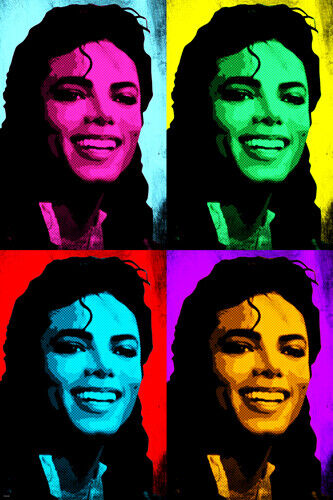 célèbre chanteur MICHAEL JACKSON images multiples AFFICHE POP ART 20x30 UNIQUE ! - Photo 1 sur 1