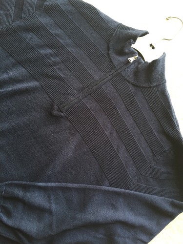 CUTTER BUCK Liberty Navy Douglas Half Zip Lyn Merino Wool Blend Sweater Men M - Picture 7 of 7