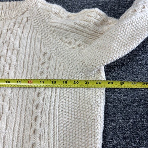 Vintage 80s Handmade Irish Fisherman Cable Knit Wool Thick Sweater Sz XL Ivory, Size XL, $45 - Photo 3
