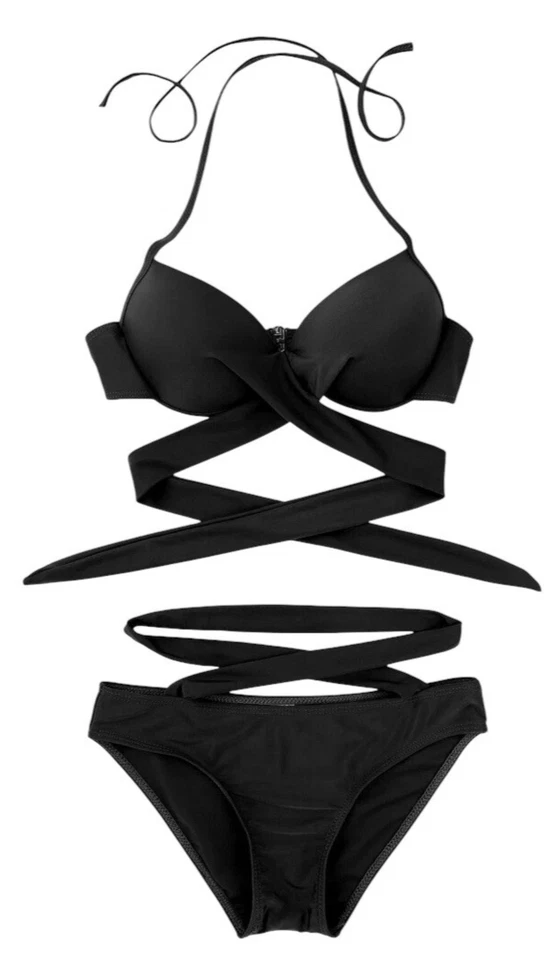 Conjunto de Disfraz de Natación Acolchado Negro Bikini Vendaje Para Mujer Reino Unido Talla XL Negro Brasileño Foto 4 de 4
