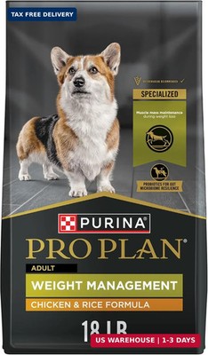 Purina Pro Plan Weight Management Dry Dog Food, Chicken & Rice, 18 lb Bag