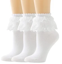 Lace Ruffle Frilly Ankle Socks for Women Pearl Lace Socks Fashion Footwear
