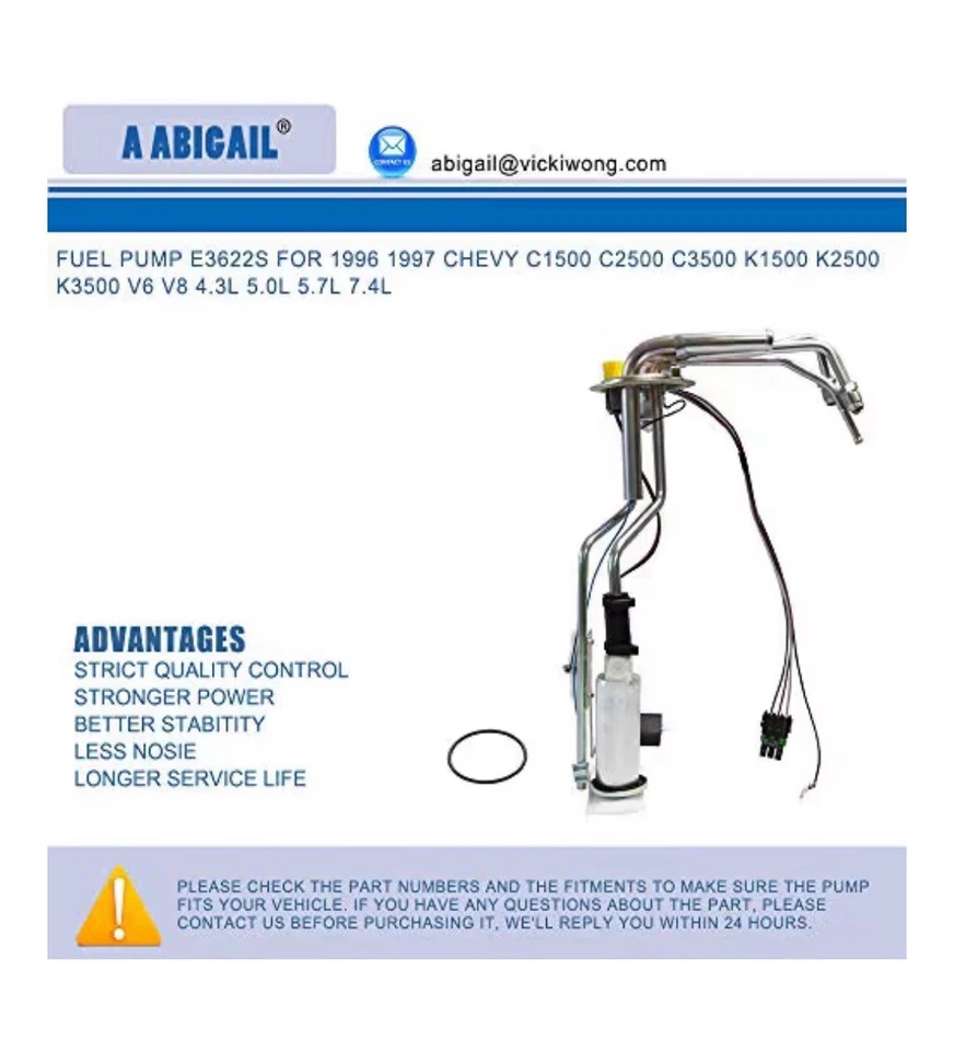 燃油泵适用于 1996 - 1997 雪佛兰 GMC C/K 1500 2500 3500 皮卡 4.3L 升 5.0L 5.7L 升 7.4L 升 — 第 2/4 张图片