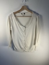 Unbranded Women s Button Front Long Sleeve Cardigan Cream Size 12 VGC