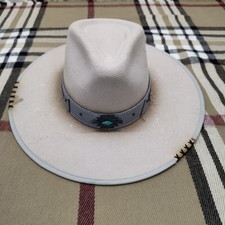 Bullhide Wool Fedora Western Cowgirl Hat with Turquoise Aztec Concho Size Medium