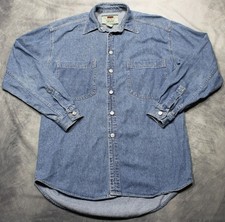Vintage Levi's Shirt Mens Small Blue Denim Long Sleeve Metal Buttons Workwear