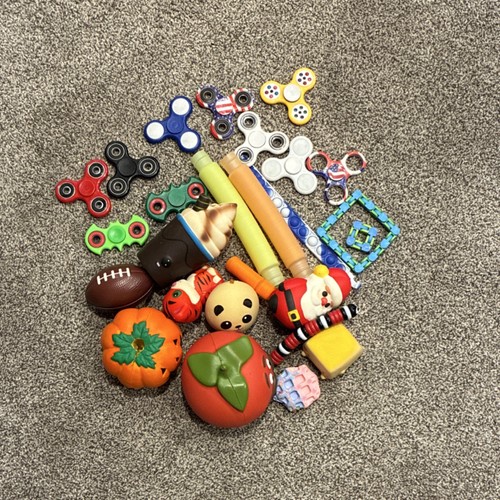 Lot of Multicolor Fidget Toys: Hand Spinners, Pop Tube, Cube, Pumpkin, Tomato