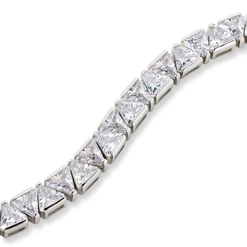 Absolute Sterling Silver Magic Magnet Clasp Trilliant-cut Line Bracelet, 7" - Afbeelding 3 van 3