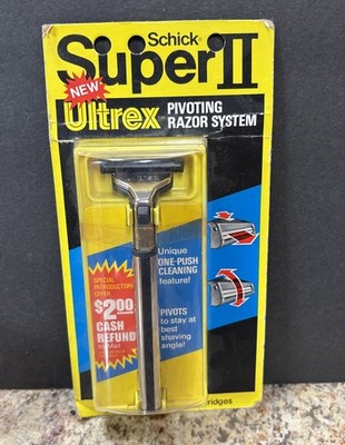 Vintage Schick Super II Ultrex Pivoting Razor System 2 Cartridges NOS Sealed