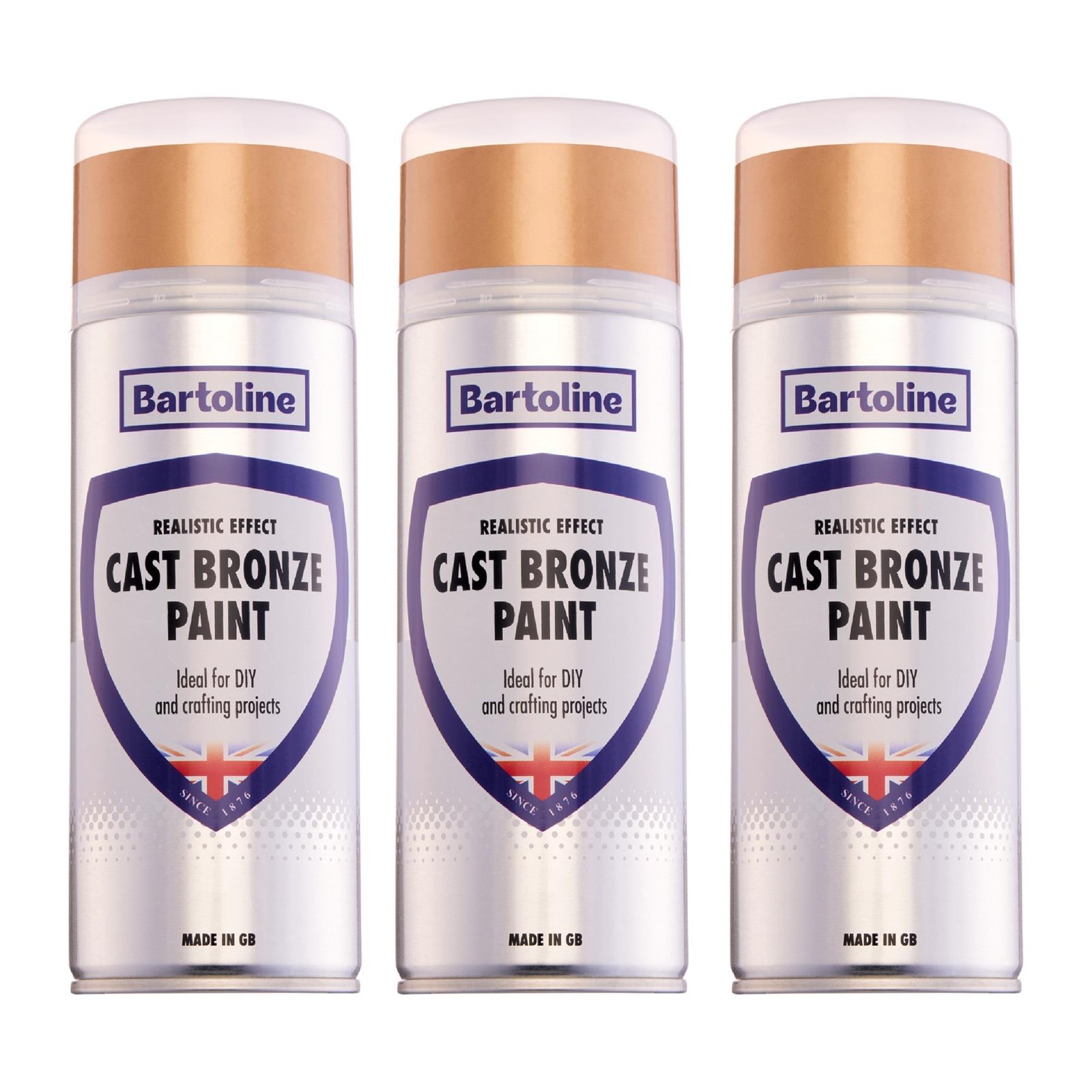 3x Bartoline Cast Bronze Paint Spray Realistic Effect DIY Craft Projects 400mL - Image 2