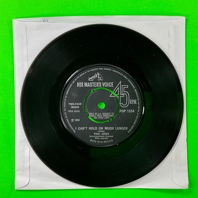 Paul Jones, I Can't Hold on Much Longer/High Time 7  Vinyl Single Record