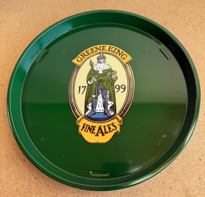 VINTAGE Greene King 1799 Fine Suffolk Ales Tin Tray Breweriana Green