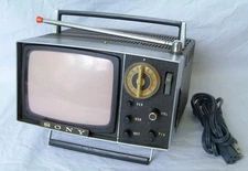 Sony 5-303W 5" B&W Transistor Portable CRT TV Vintage 1960's Working