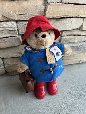 Paddington Bear Plush Red Boots Hat Blue Coat Suitcase Rainbow