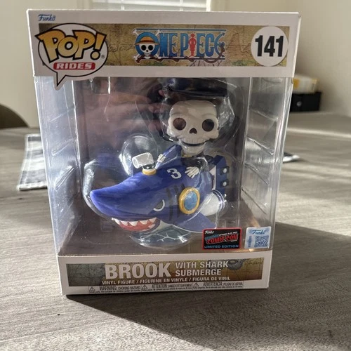 NYCC 2025 FUNKO POP! ONE PIECE BROOK W/ SHARK #141 OFFICIAL CON STICKER In Hand
