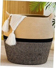 Woven Baskets for Storage 17"x17" ,Large Cotton Rope Woven Baby Laundry Black