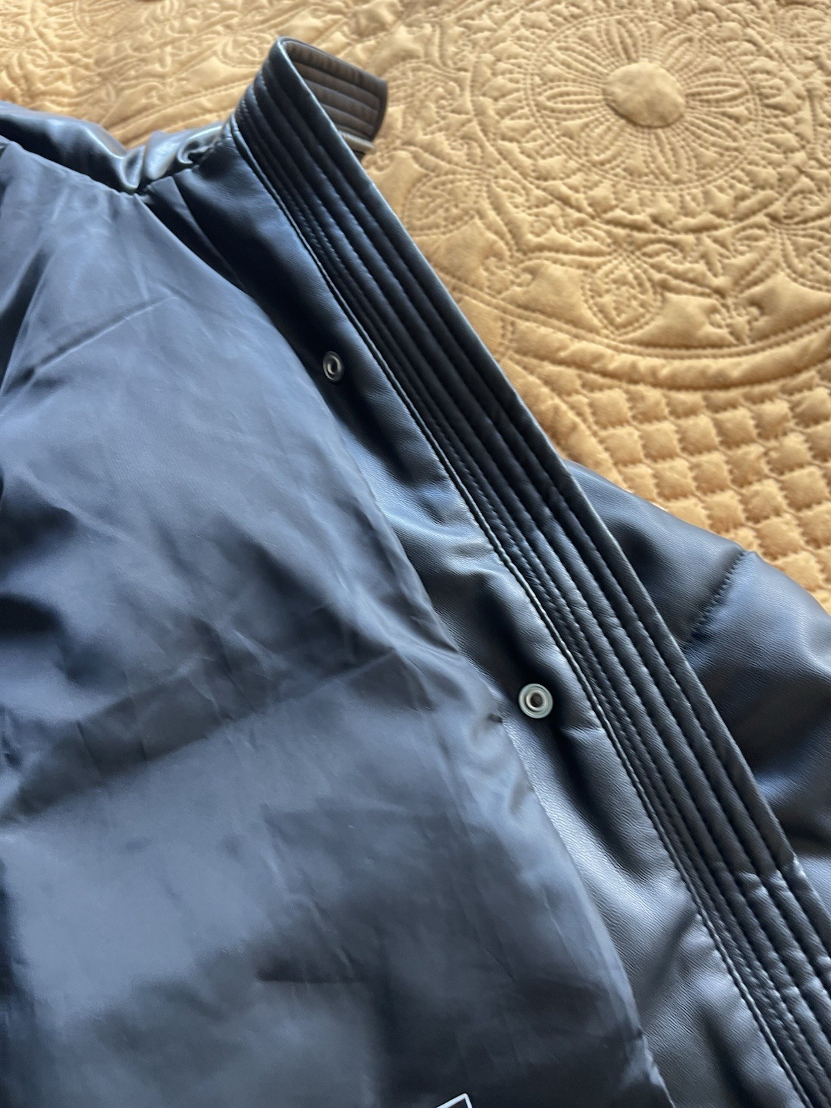 Calvin Klein PU Padded Puffer Jacket – Size L – Black – RRP £330 image 3