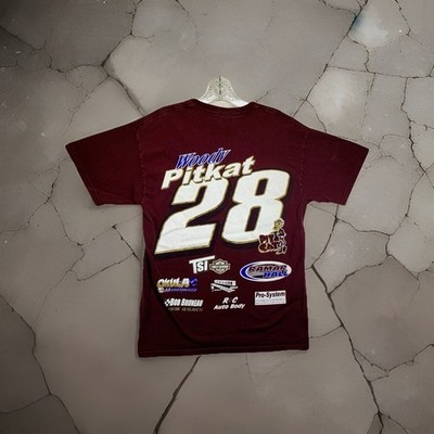 Stock Car T Shirt Mens Medium Woody Pitkat #28 Lots of Sponsors King Racing