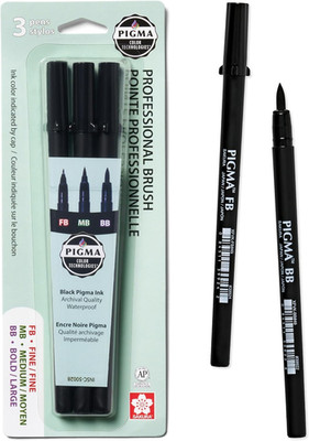 Pigma Professional Brush Pens - Archival Black Ink Pens - Pens for Lettering, Mo