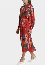 Elie Tahari The Almada Pleated Floral-Print Midi Dress Women Sz 2 NWT MSRP 495