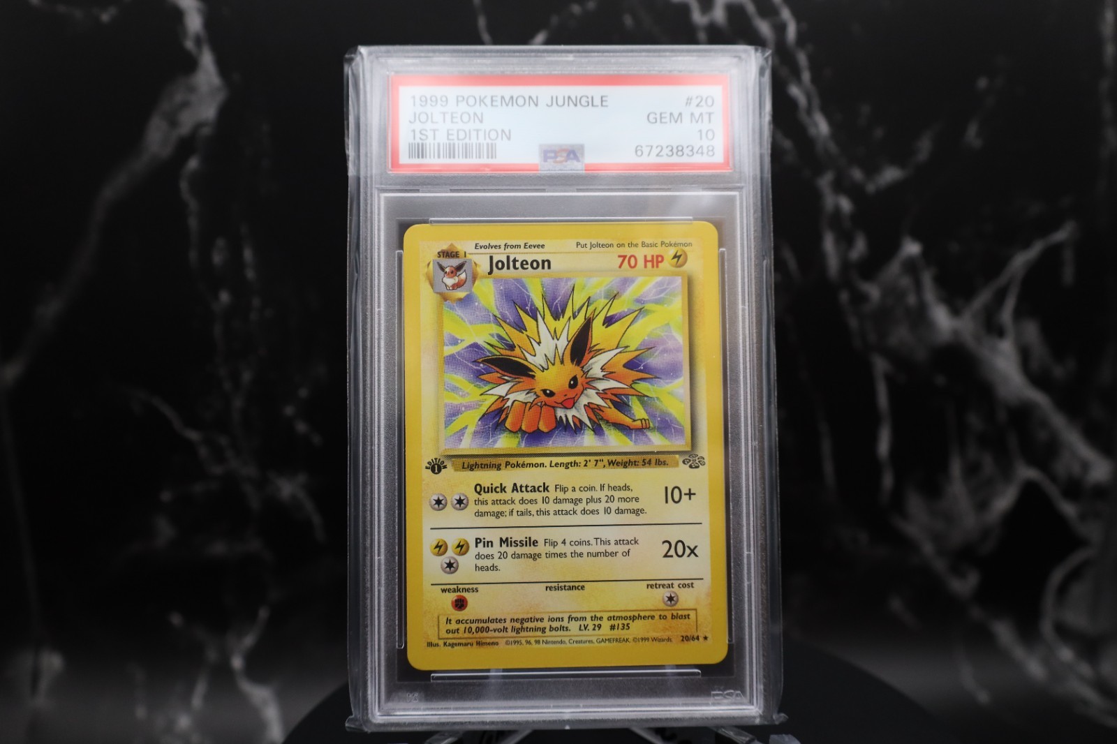 Jolteon | 1999 Jungle Pokémon | 1st Edition | PSA 10 Gem Mint | #20/64