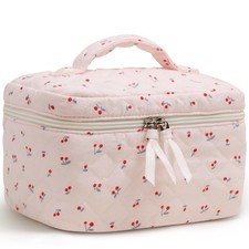 Large Cosmetic Bags for Women Cute Makeup Bag Floral Coquette Aesthetic Toile...