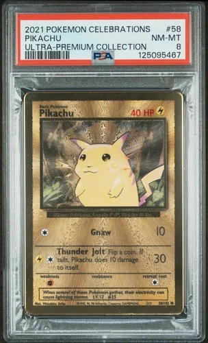2021 POKEMON CELEBRATIONS ULTRA-PREMIUM COLLECTION #58 PIKACHU PSA 8