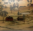 Vintage GLADYS DESMOND New England Farm Landscape FOLK ART Bread Board Painting — photo 5