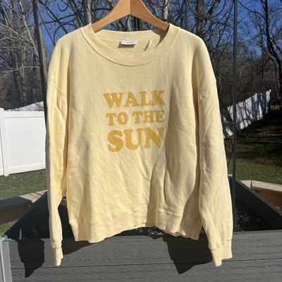 Sandro Paris Women s Yellow Terry Walk to the Sun Crewneck Sweatshirt Size 3/L