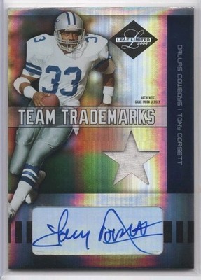 Tony Dorsett 2004 Leaf Limited Threads Patct AUTO #25/25 Cowboys HOF Game Used 