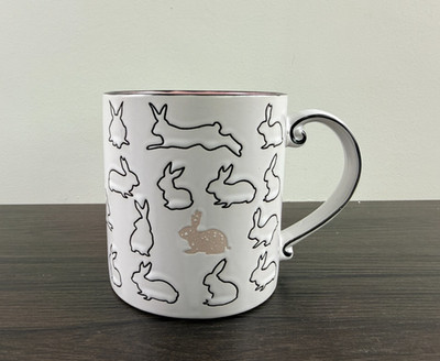 I   LOVE IT Bunny Embossed 20oz Ceramic Coffee Cup   White w/ Pink Interior