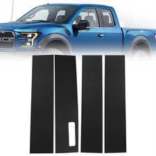 4X Carbon Fiber Grain Window B Pillar Post Trim Accessories For Ford F150 15-25