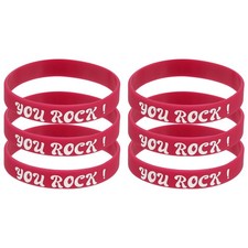 6Pcs You Rock Wristbands for Motivation, Dark Red