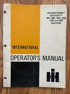 Cub Cadet 800 ,1000,1200 ,1250 ,1450, 1650 Operator's Manual 12-1975