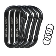 Heavy Duty Black Carabiner Clip - 900lbs 3" Steel Carabiners, Large D-Shaped ...