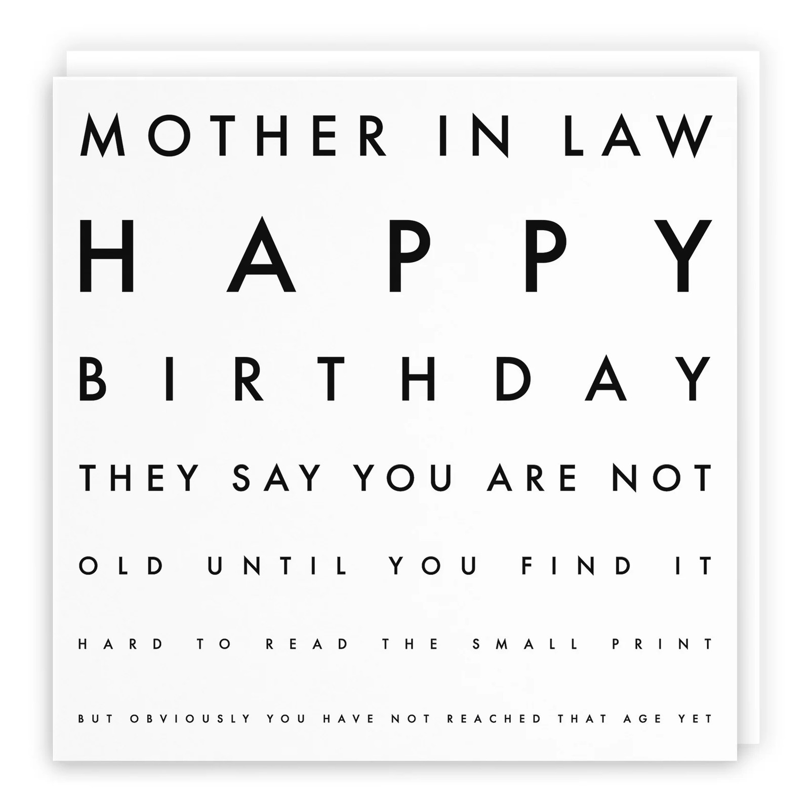 Mother In Law Funny Eye Sight Birthday Card Letters