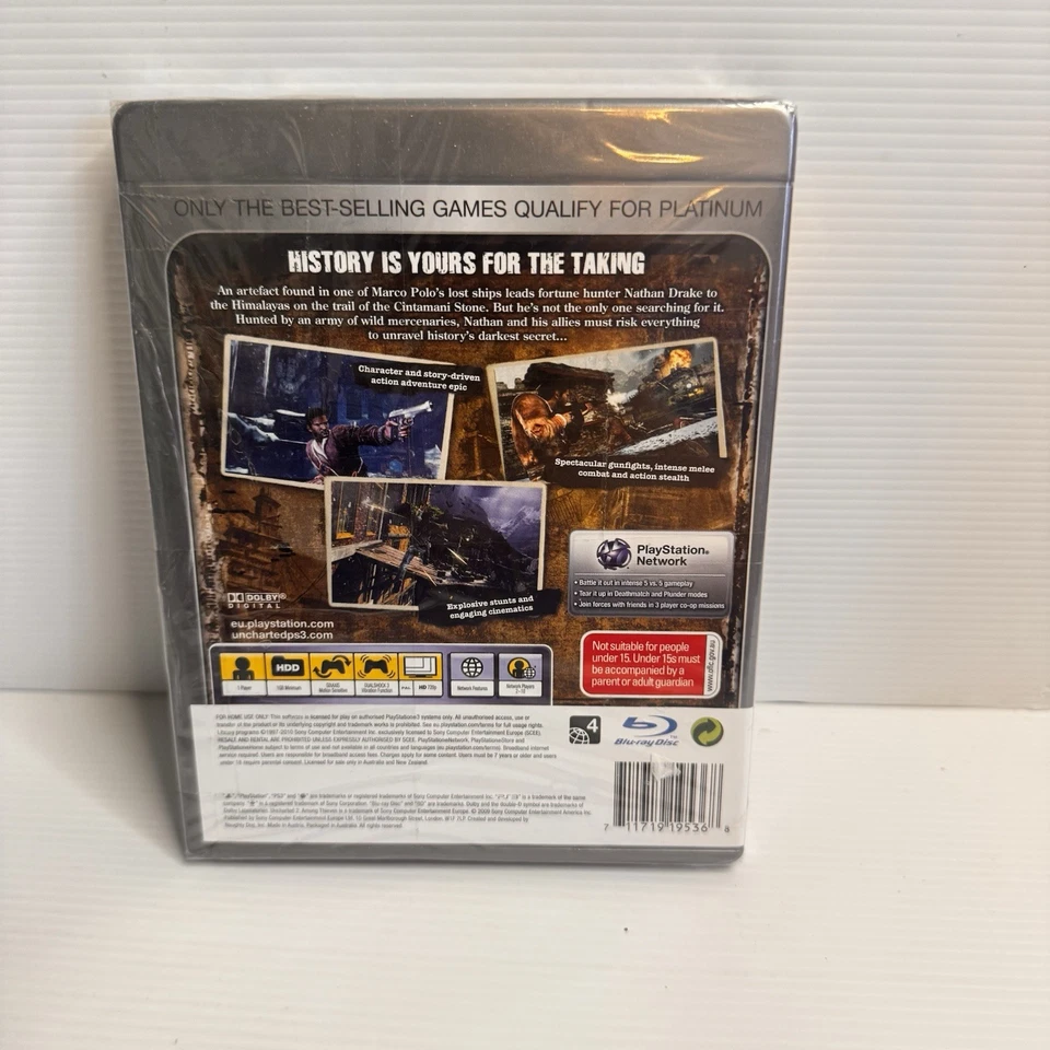 Uncharted 2: Among Thieves Platinum - PS3 - Sealed - Image 2 of 2