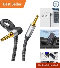6ft Nylon Braided Aux Cable with 90  Right Angle Connector for Ultimate Sound