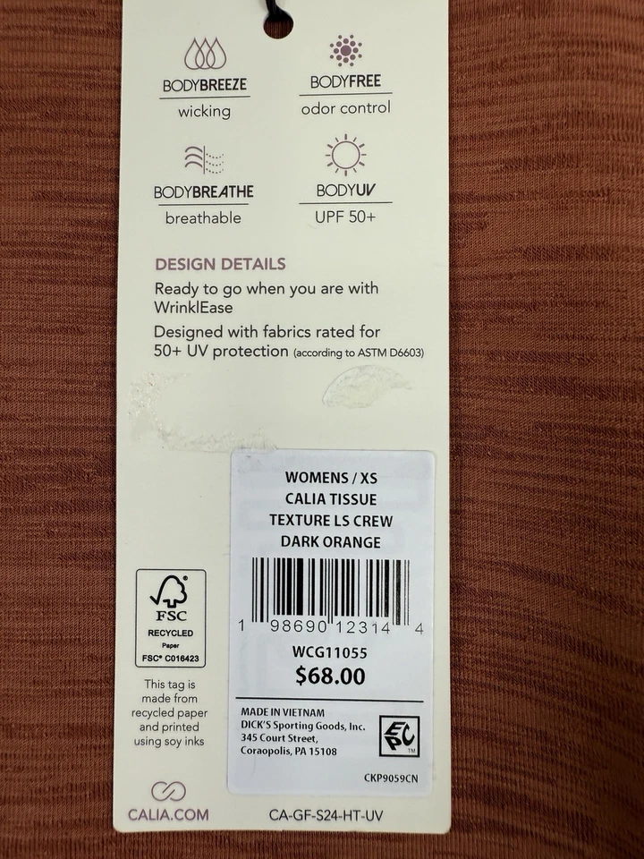 Nueva Camisa de Entrenamiento Calia By Carrie Underwood XS Tejido Top Manga Larga Nueva con Etiquetas Foto 2 de 4