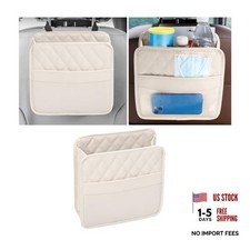 Mandark PU Leather Car Seat Back Organizer Beige