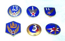 LOT OF 6 ORIGINAL PINBACK WW2 MISC. AAF AIR FORCE ENAMEL DI CREST BADGES