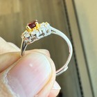 925 Sterling Silver Ring 6x4mm Natural Rhodolite Garnet Zircon Flower Handmade — photo 7