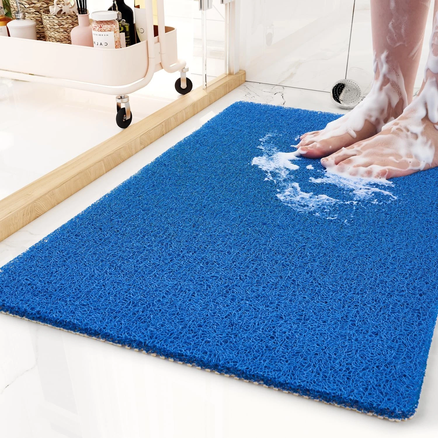 Non-Slip Bathtub Mat, 17x 30 Inch, Shower Mats for Bath Tub, PVC 17x30, Blue