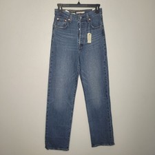 Levi's premium ribcage straight medium dark wash high rise jeans size 26x32 NWT