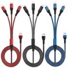2Pcs 3in1 Fast Charging Cable Cell Phone Charger Cord For iPhone Type C MicroUSB