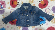 baby B'gosh Blue Denim Button Front Jacket, Collared Pockets Long Sleeve 3M