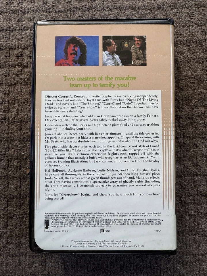 CREEPSHOW - George Romero (1982 Clamshell) - BETA MAX Tape Warner - Image 2 of 4